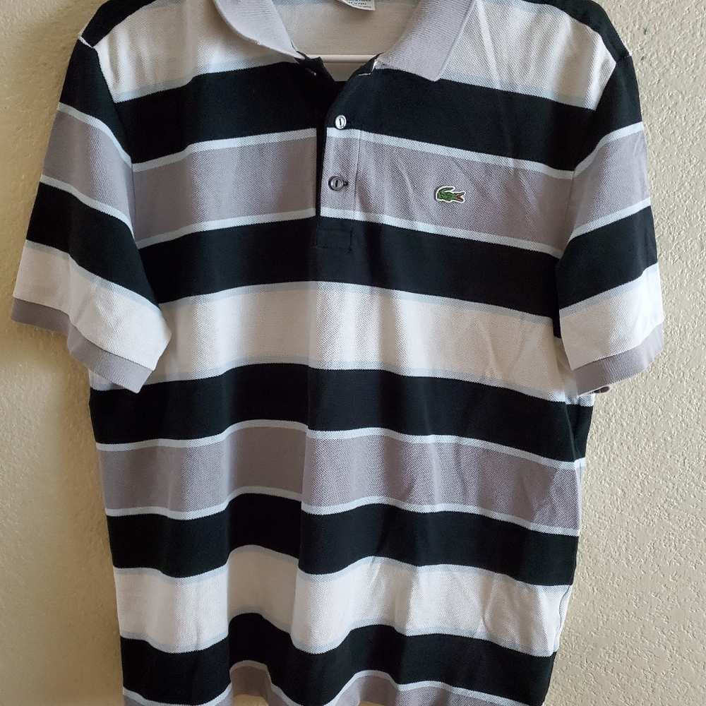 Lacoste Womens Striped Short Sleeve Polo Shirt Top - Picture 1 of 4